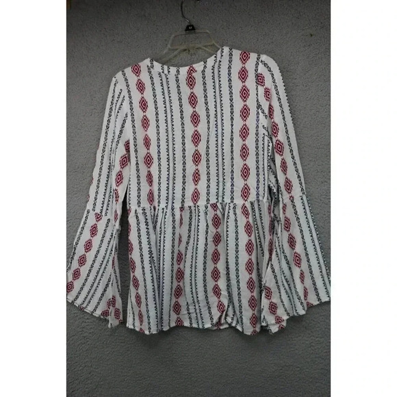 Promesa Aztec Bell Sleeves Tunic-Size Large Jrs.-Rayon-Tassels - Picture 9 of 11